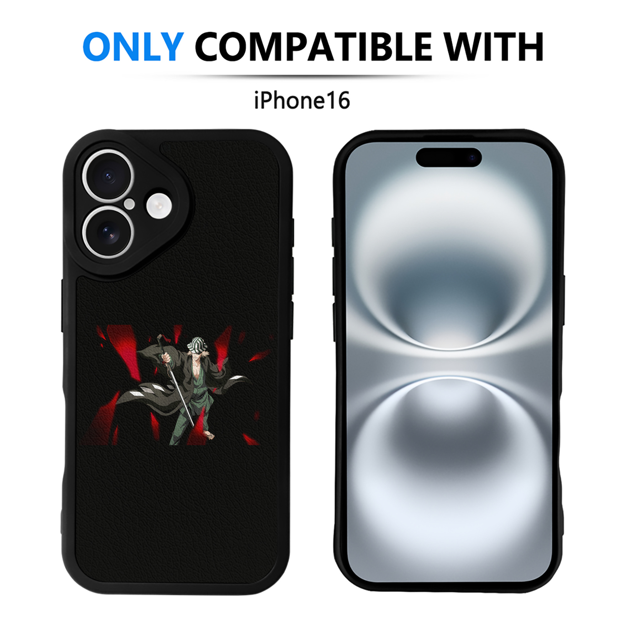 （画像用） "ブリーチ 浦原 喜助（うらはら きすけ） BLEACH Urahara Kisuke " 【iPhone 16シリーズ対応】シリコンスマホケース（レザー調） 材質：シリコン